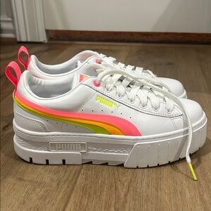 Puma White Sneakers with Neon Accents